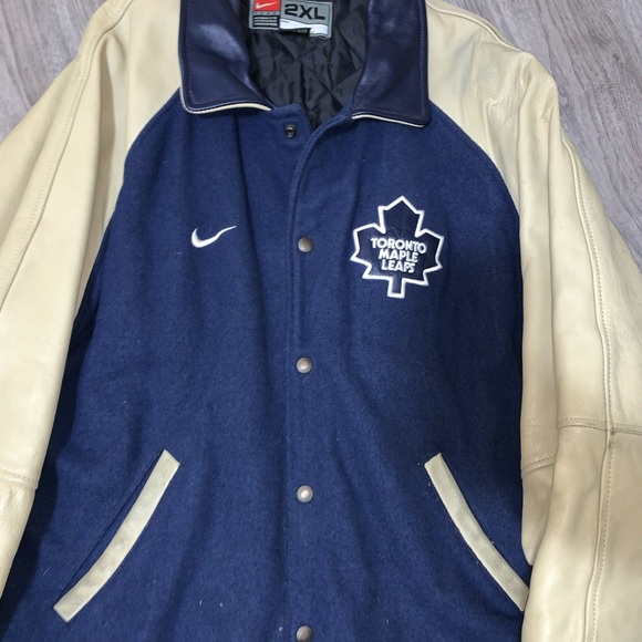 Vintage Toronto Maple Leafs NHL Nike 2000’s Wool & Leather Jacket Size XXL TML - Picture 7 of 11